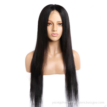 Vendor Wholesale Pre Plucked Swiss Lace Frontal Hair Wigs Straight 13X6 Transparent Lace Frontal Human Hair Wigs For Black Women